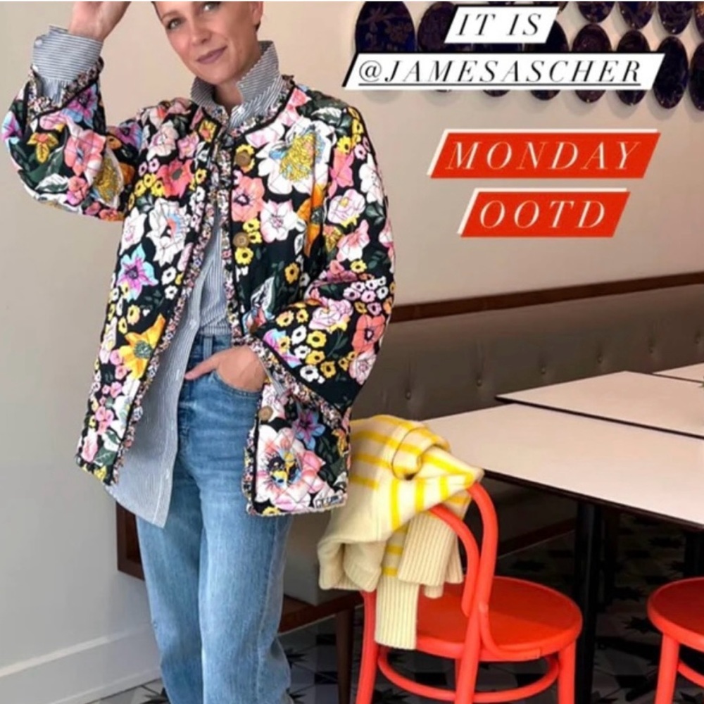 Quilted Floral Jacket! Beautiful colors gently worn!
